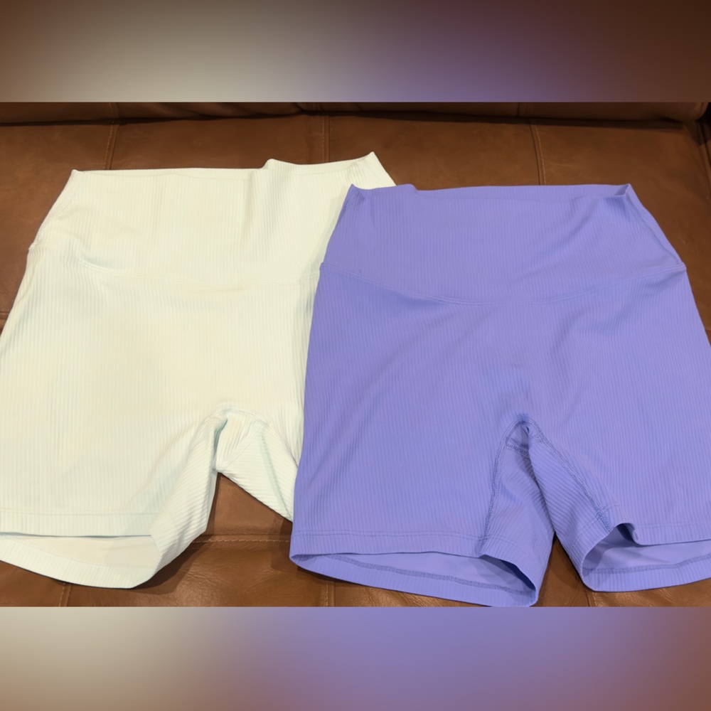 Paragon Fitwear Women's Bike Shorts - Mint and Purple size large ribbed material